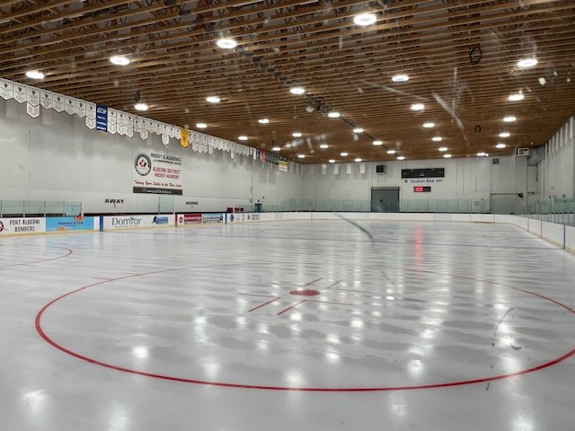 New sheet of ice curing at Alberni Valley Multiplex