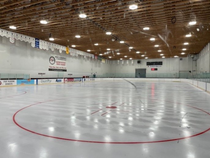 New sheet of ice curing at Alberni Valley Multiplex